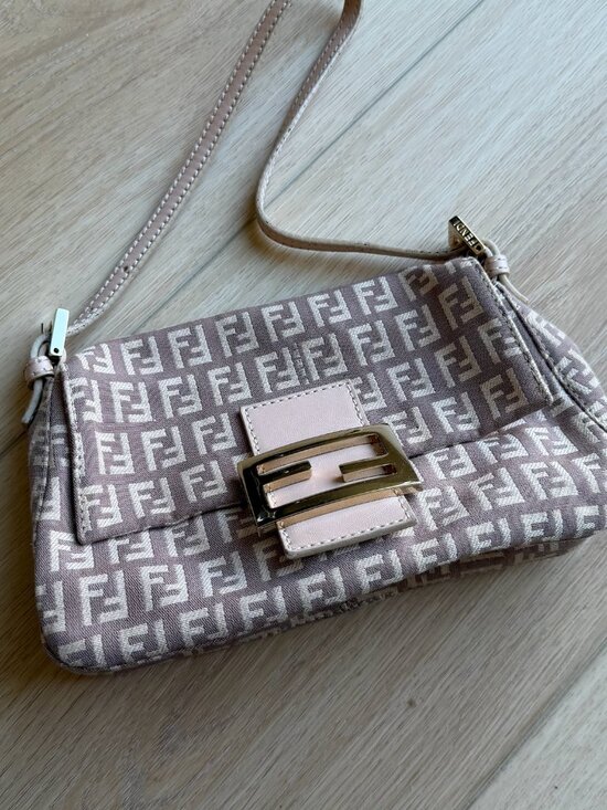 Fendi Handbags - Vintage FENDI - FENDI Zucchino Vitello Mini Mama Baguette Cipria - Pink Canvas